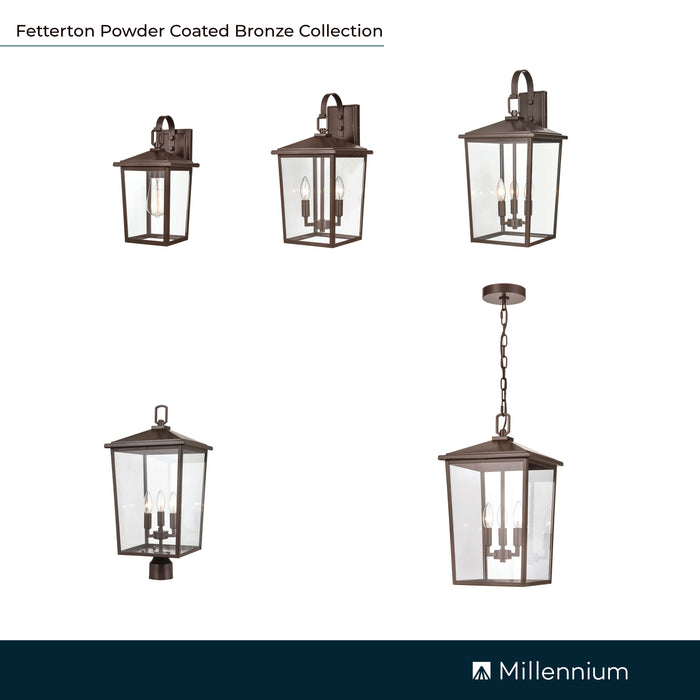 19.75'' Fetterton Powder Coated Bronze 3 Light Hanging Lantern