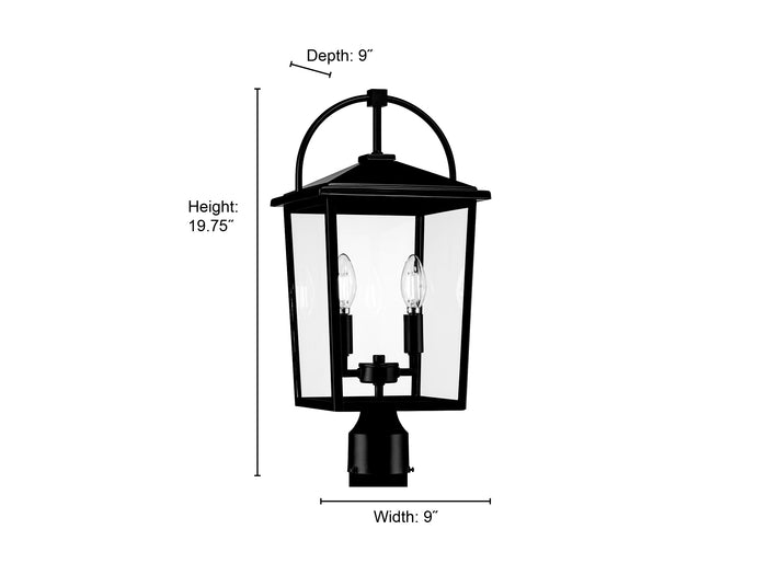 19.75'' Strathden Powder Coated Black 2 Light Post Lantern