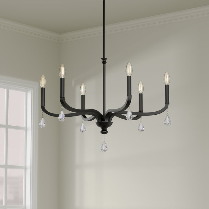 19.75'' Viremont Matte Black 6 Light Chandelier