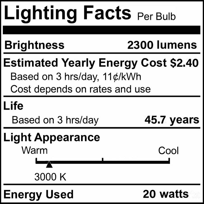 2-foot White 20W Dimmable LED Wraparound Utility Light, 3000K, 2300 Lumens, Battery Backup