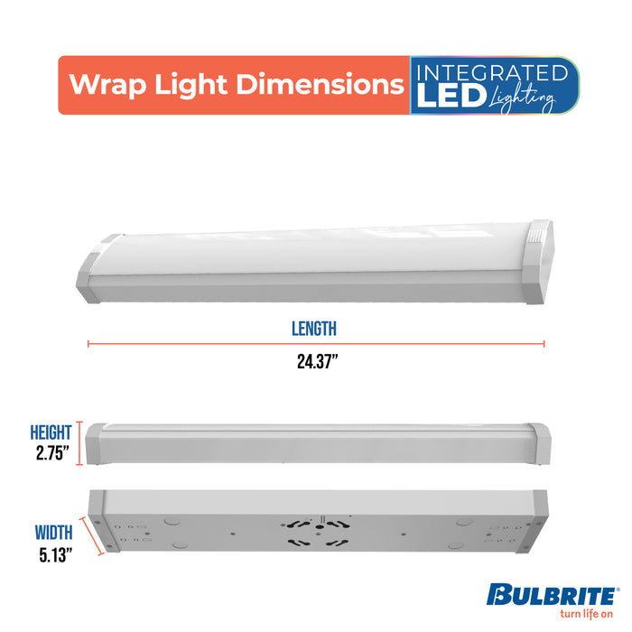 2-foot White 20W Dimmable LED Wraparound Utility Light, 5 CCT - 27/30/35/40/50K, 2300 Lumens