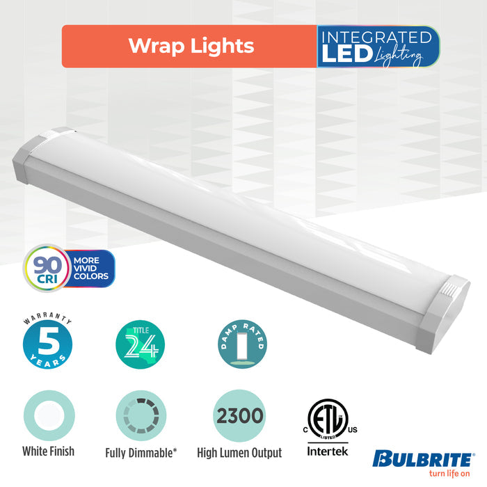 2-foot White 20W Dimmable LED Wraparound Utility Light, 5 CCT - 27/30/35/40/50K, 2300 Lumens
