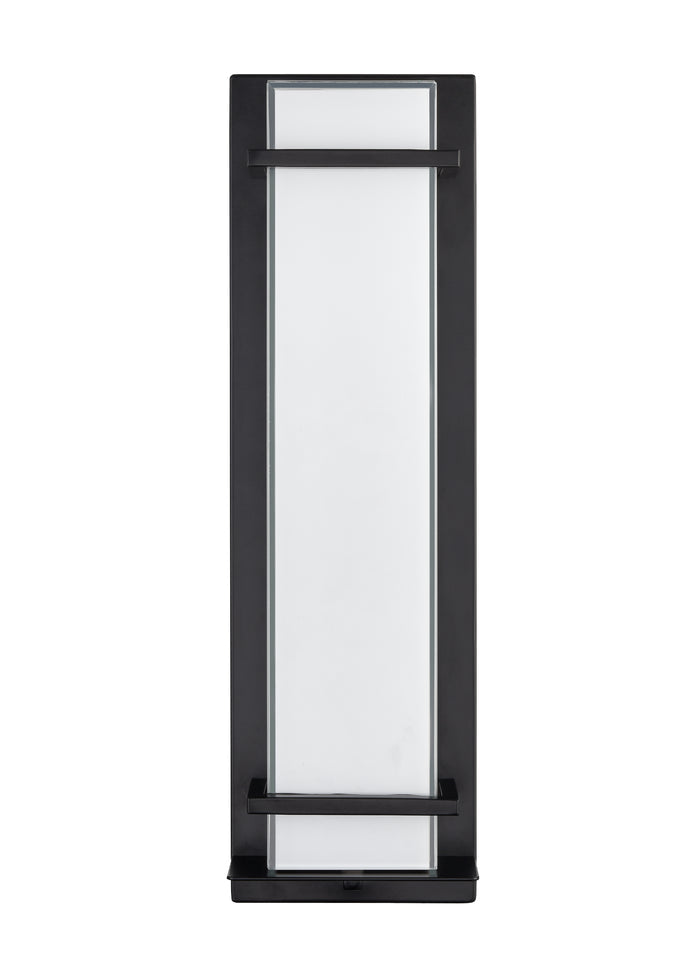 20-inch Powder Coated Black Outdoor Wall Sconce with White Glass