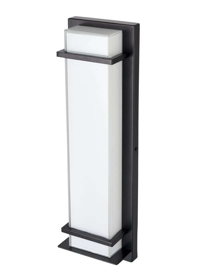 20-inch Powder Coated Black Outdoor Wall Sconce with White Glass