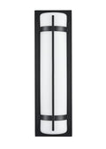 20-inch Powder Coated Black Outdoor Wall Sconce with White Shade