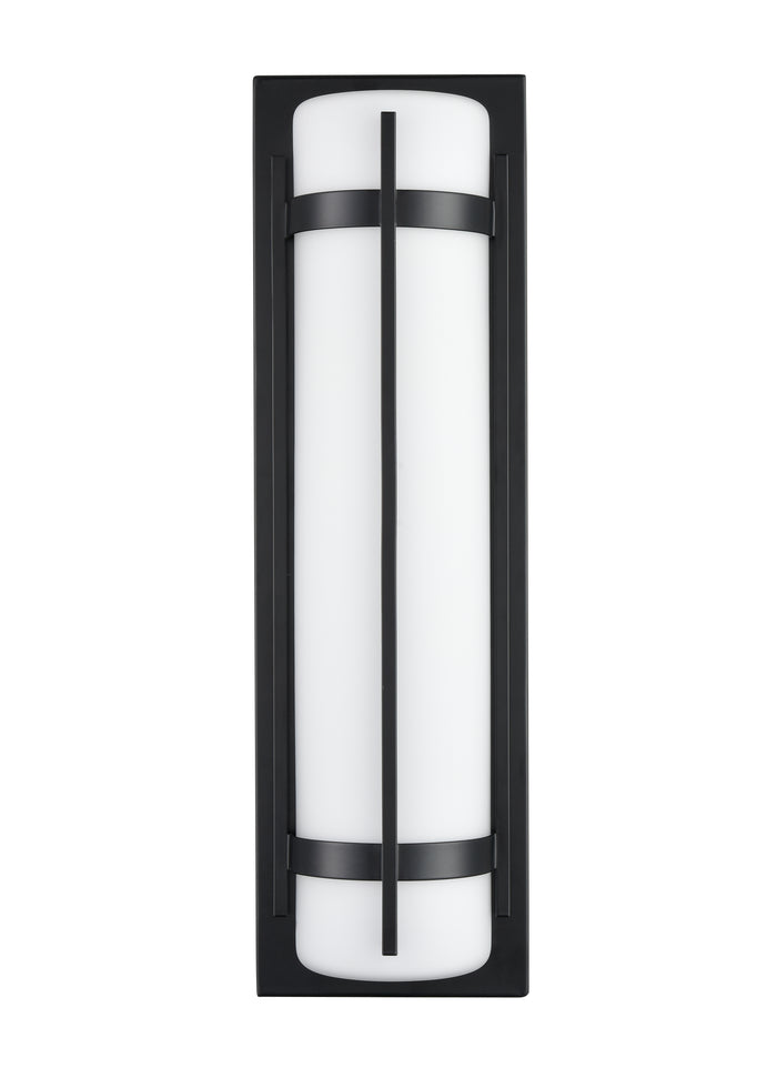 20-inch Powder Coated Black Outdoor Wall Sconce with White Shade