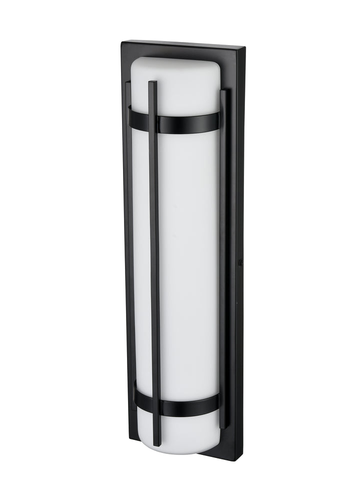 20-inch Powder Coated Black Outdoor Wall Sconce with White Shade