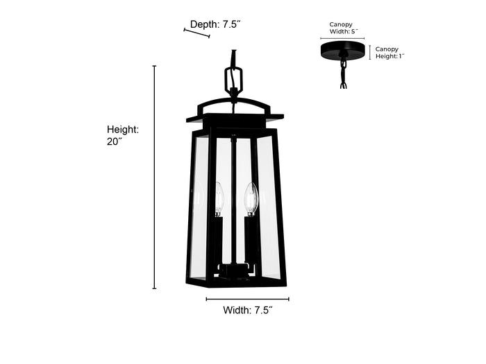 20'' Kendrix Powder Coated Black 2 Light Hanging Lantern