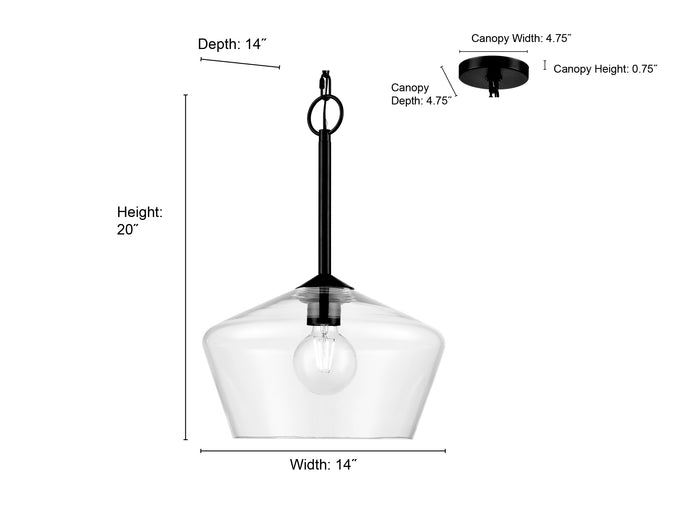 20'' Morbelle Matte Black 1 Light Pendant