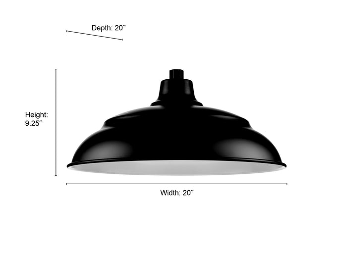 20'' Satin Black Aluminum R Series Aluminum Warehouse Shade
