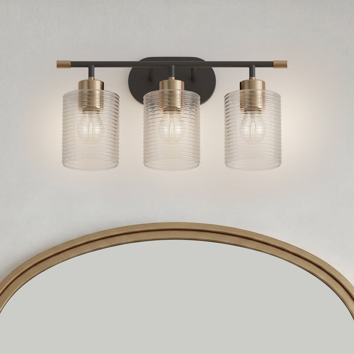 20.25'' Renitta Matte Black/Modern Gold 3 Light Bath Vanity