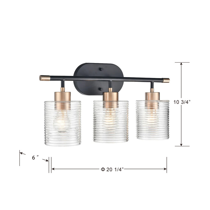 20.25'' Renitta Matte Black/Modern Gold 3 Light Bath Vanity