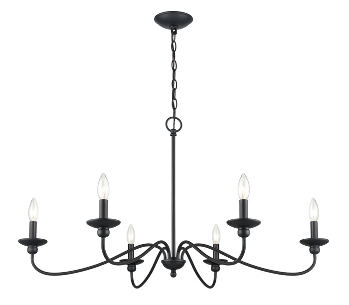 20.5'' Delvona Matte Black 6 Light Chandelier