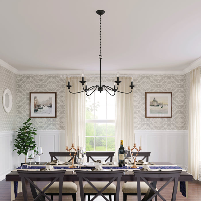 20.5'' Delvona Matte Black 6 Light Chandelier