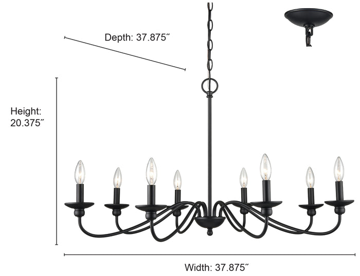 20.5'' Delvona Matte Black 8 Light Chandelier