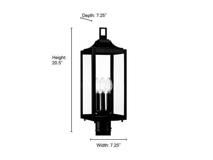 20.5'' Halston Powder Coated Black 3 Light Post Lantern