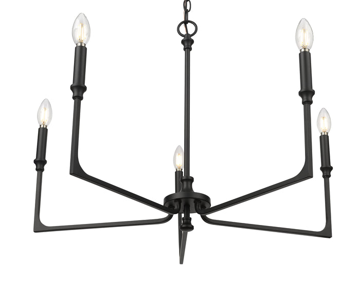 21'' Azara Matte Black 5 Light Chandelier
