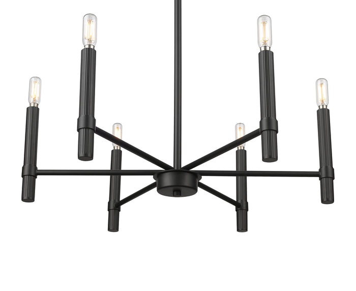 21.25'' Skyva Matte Black 6 Light Chandelier