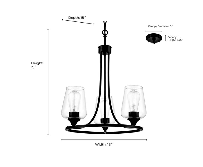 21.5'' Ashford Modern Gold 3 Light Chandelier