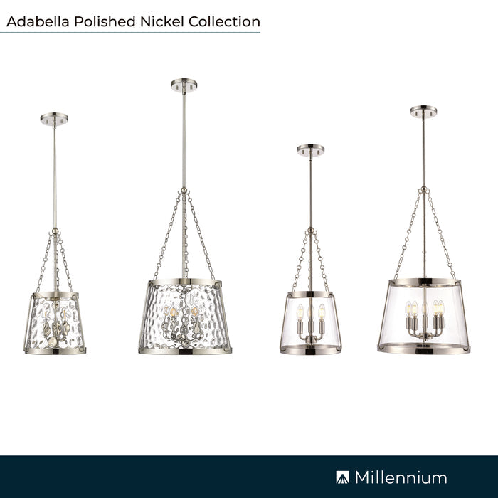 21.75'' Adabella Polished Nickel 3 Light Pendant