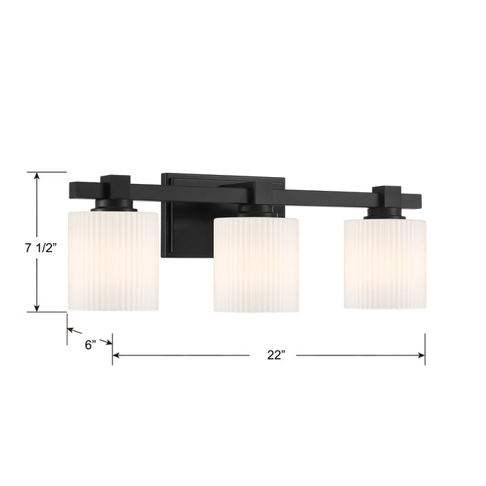 22'' Abelson Matte Black 3 Light Bath Vanity