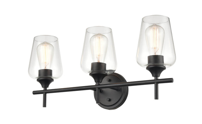 22'' Ashford Matte Black 3 Light Bath Vanity