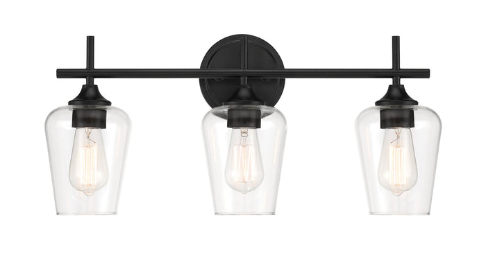 22'' Ashford Matte Black 3 Light Bath Vanity