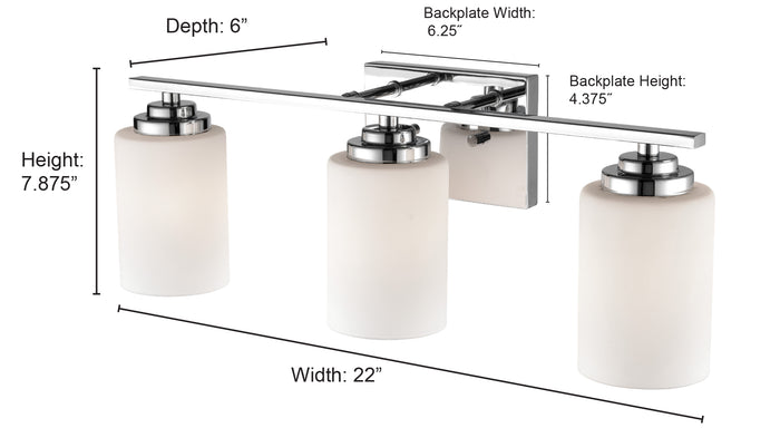 22'' Durham Chrome 3 Light Bath Vanity