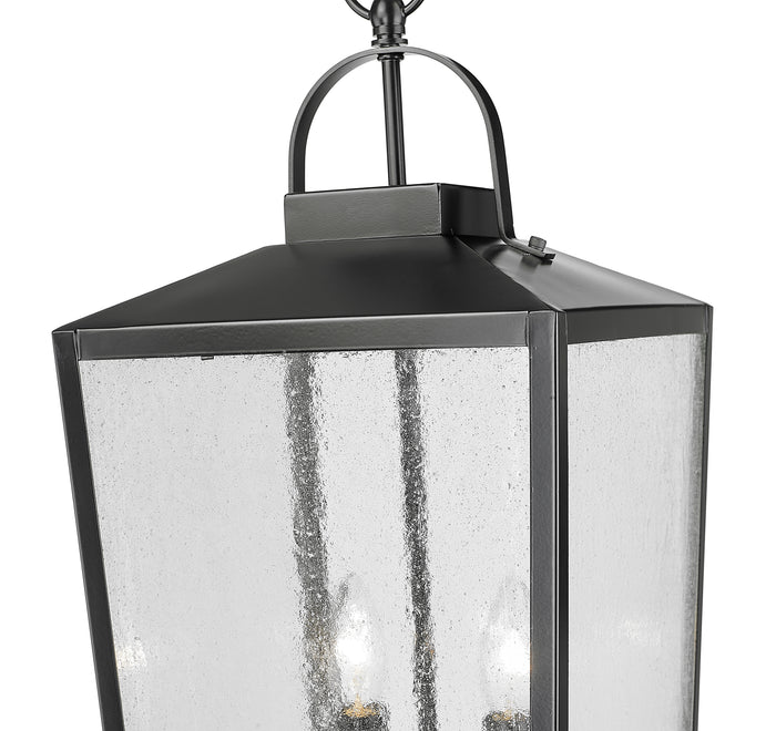 22-inch Devens Powder Coated Black 2-Light Outdoor Hanging Lantern with Clear Seeded Glass