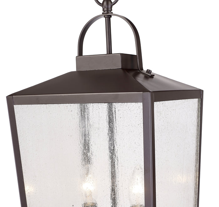 22-inch Devens Powder Coated Bronze 2-Light Outdoor Hanging Lantern with Clear Seeded Glass