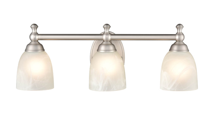 22-inch Satin Nickel 3-Light Faux Alabaster Glass Dome Bathroom Vanity Light