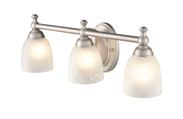22-inch Satin Nickel 3-Light Faux Alabaster Glass Dome Bathroom Vanity Light