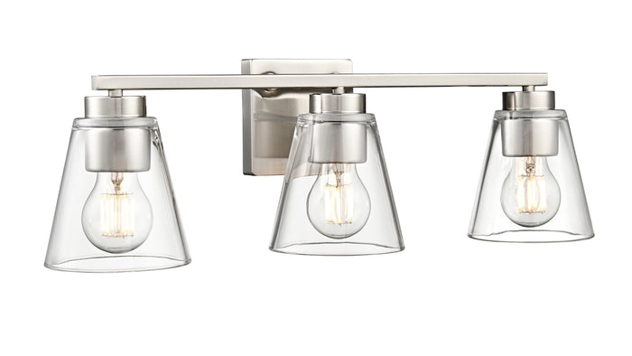 22-inch Strayhan Brushed Nickel 3-Light Clear Glass Bathroom Vanity Light