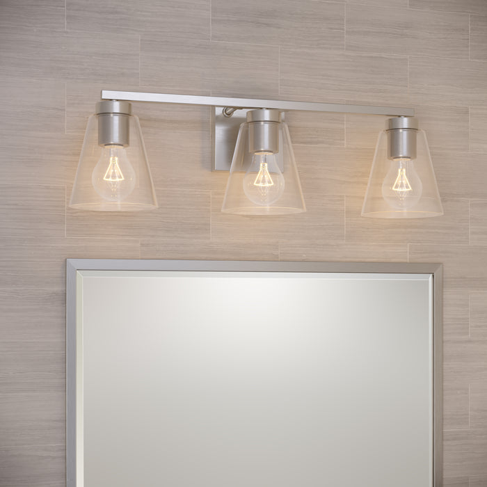 22-inch Strayhan Brushed Nickel 3-Light Clear Glass Bathroom Vanity Light