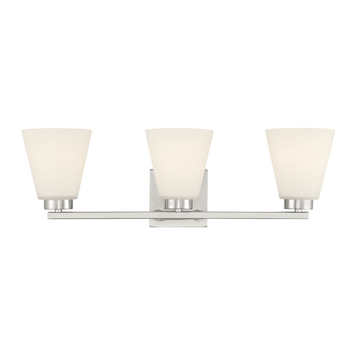 22-inch Strayhan Brushed Nickel 3-Light White Frosted Glass Bathroom Vanity Light