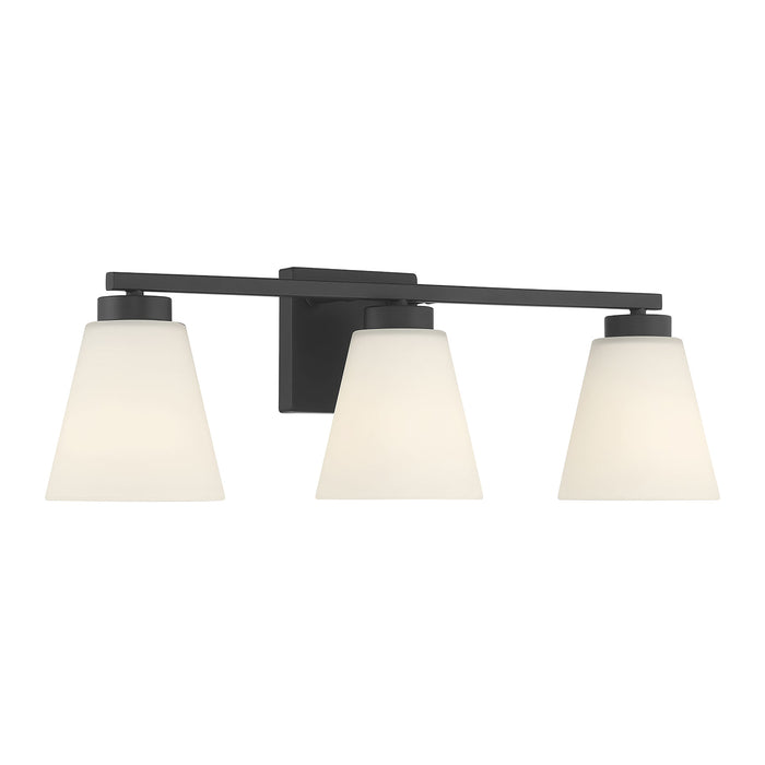 22-inch Strayhan Matte Black 3-Light White Frosted Glass Bathroom Vanity Light