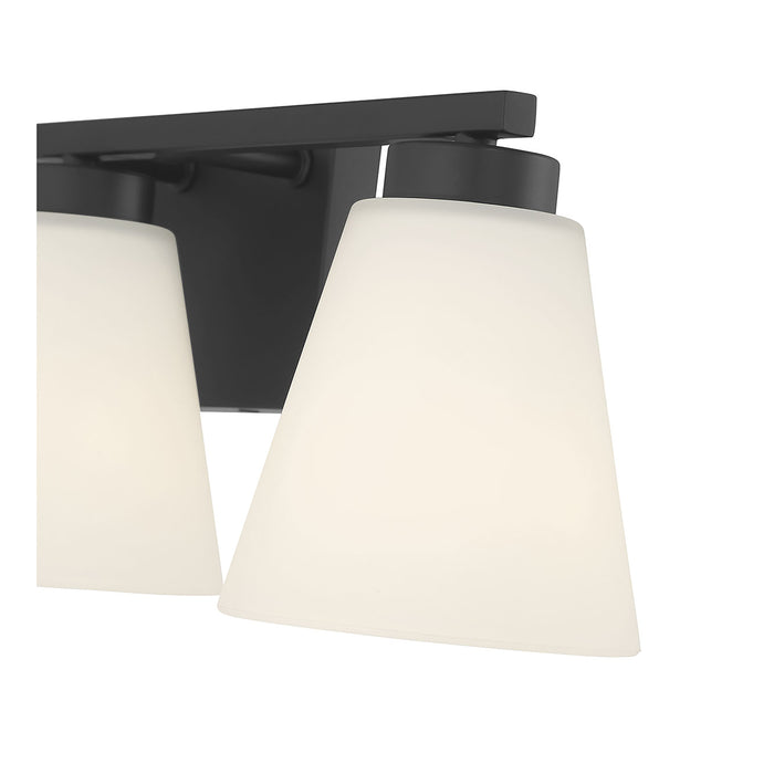 22-inch Strayhan Matte Black 3-Light White Frosted Glass Bathroom Vanity Light