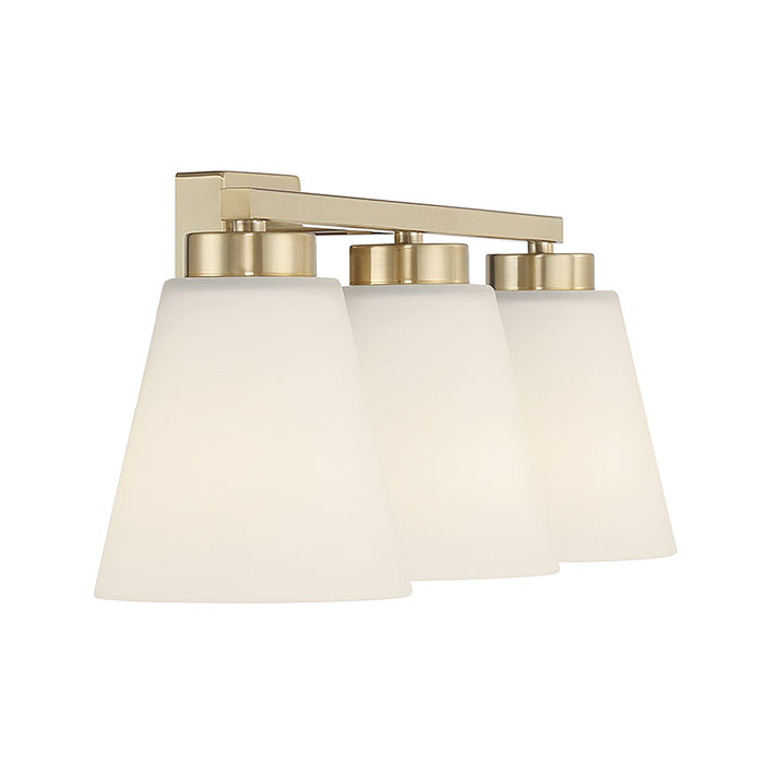 22-inch Strayhan Modern Gold 3-Light White Frosted Glass Bathroom Vanity Light