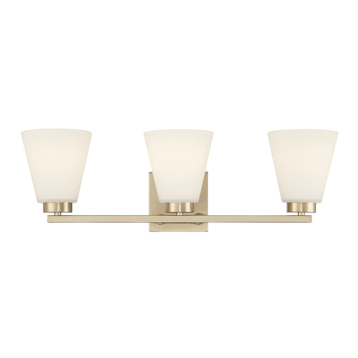 22-inch Strayhan Modern Gold 3-Light White Frosted Glass Bathroom Vanity Light