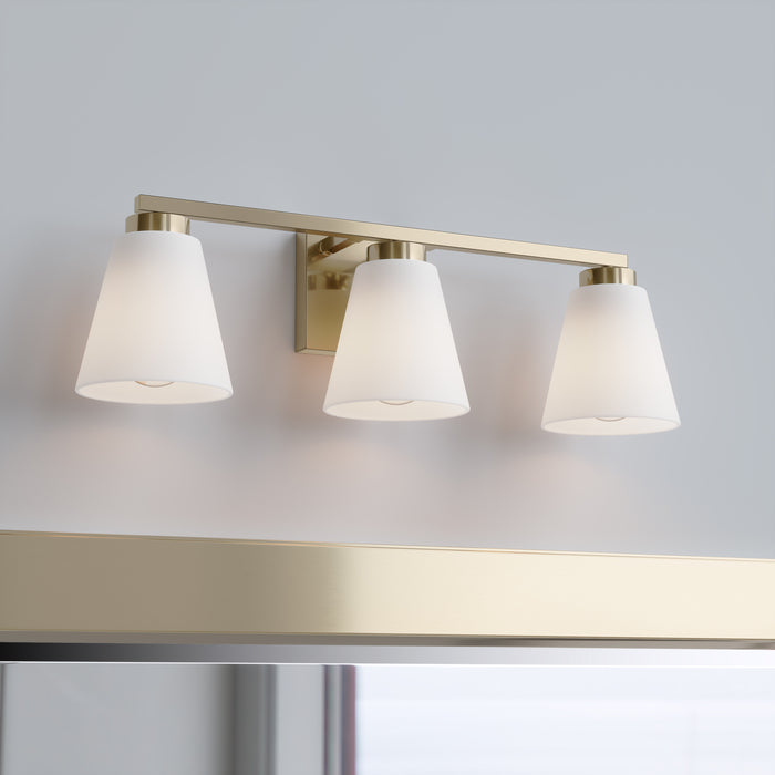22-inch Strayhan Modern Gold 3-Light White Frosted Glass Bathroom Vanity Light