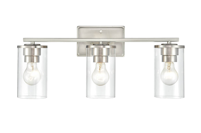 22-inch Verlana Brushed Nickel 3-Light Clear Glass Bathroom Vanity Light