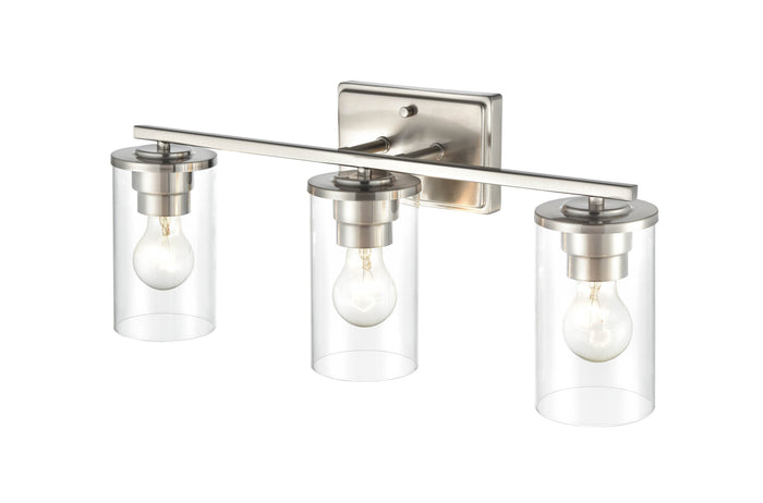 22-inch Verlana Brushed Nickel 3-Light Clear Glass Bathroom Vanity Light