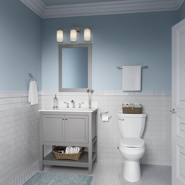 22-inch Verlana Brushed Nickel 3-Light Etched White Glass Bathroom Vanity Light