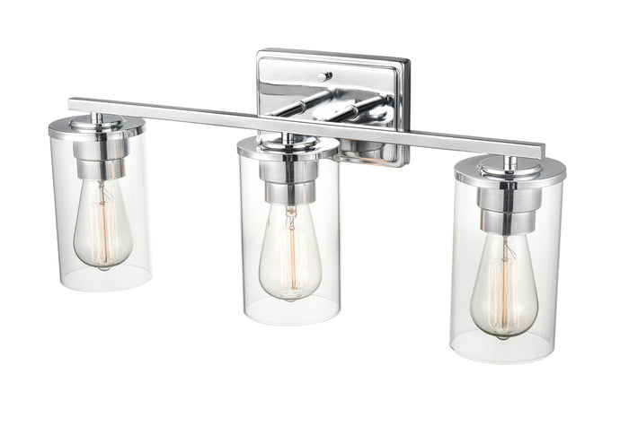 22-inch Verlana Chrome 3-Light Clear Glass Bathroom Vanity Light