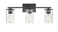 22-inch Verlana Matte Black 3-Light Clear Glass Bathroom Vanity Light