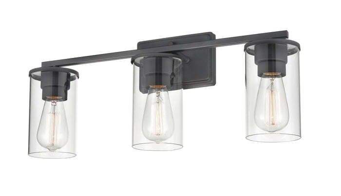 22-inch Verlana Matte Black 3-Light Clear Glass Bathroom Vanity Light