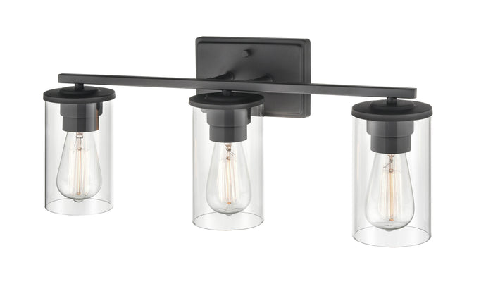 22-inch Verlana Matte Black 3-Light Clear Glass Bathroom Vanity Light
