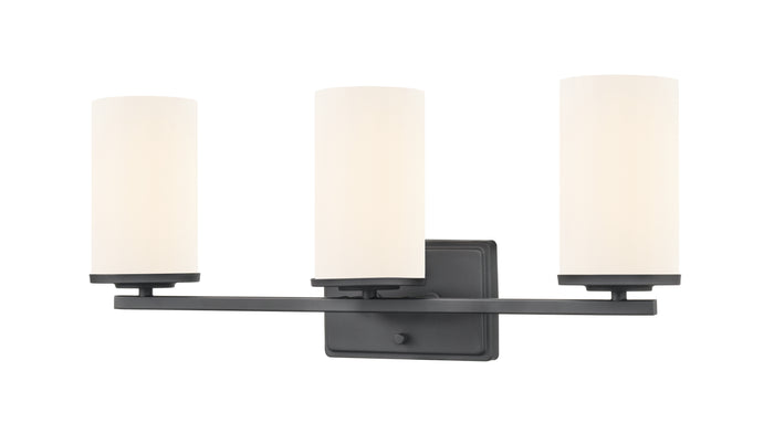 22-inch Verlana Matte Black 3-Light Etched White Glass Bathroom Vanity Light