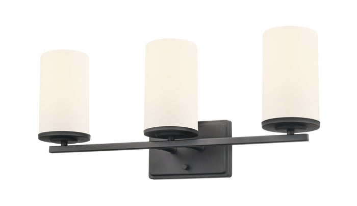 22-inch Verlana Matte Black 3-Light Etched White Glass Bathroom Vanity Light