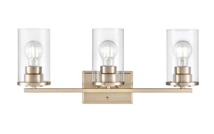 22-inch Verlana Modern Gold 3-Light Clear Glass Bathroom Vanity Light